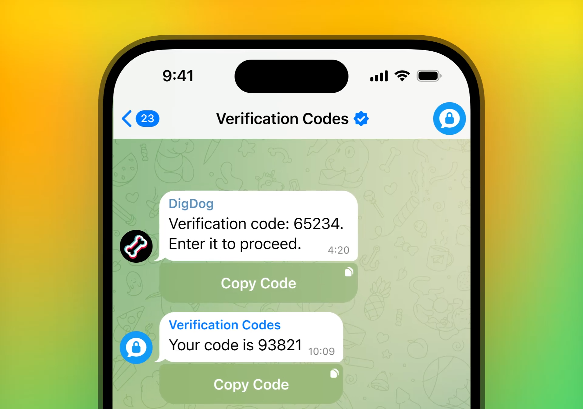 Telegram 安全验证码示意